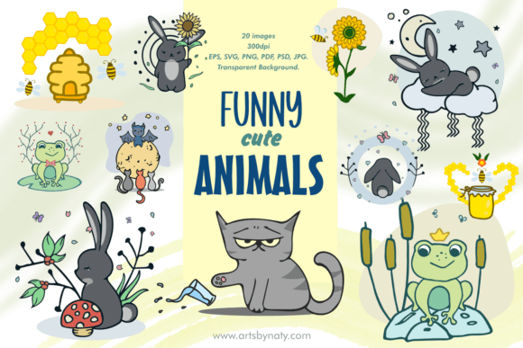 Funny Cute Animals Graphics for Editorial Use